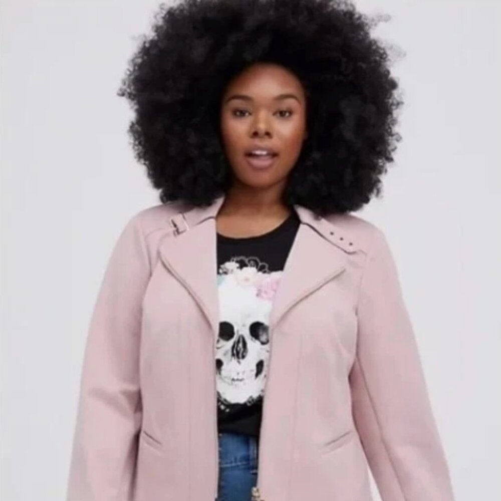Torrid Light Pink Knit Moto Jacket, Size 2